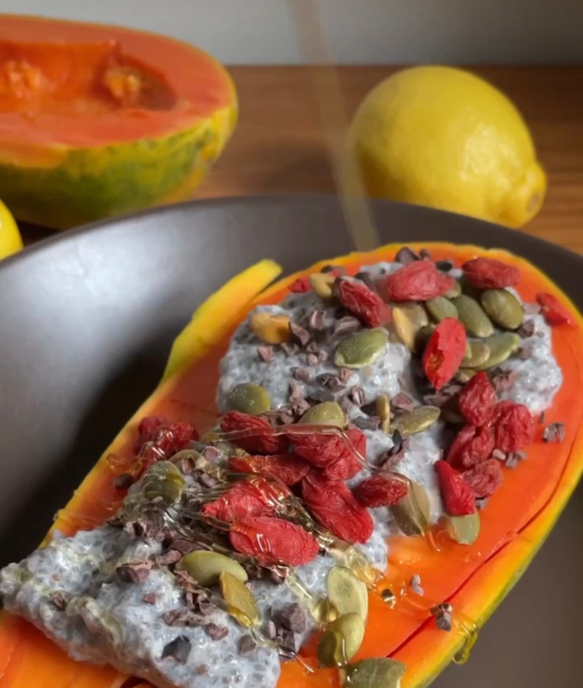 Coconut Chia Papaya Boat